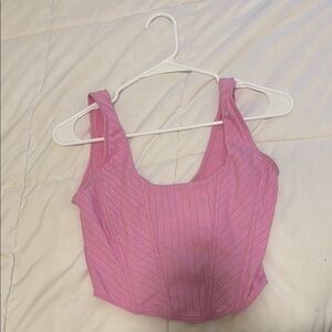 No Boundaries Pink Ribbed Sleeveless Crop Tank Top